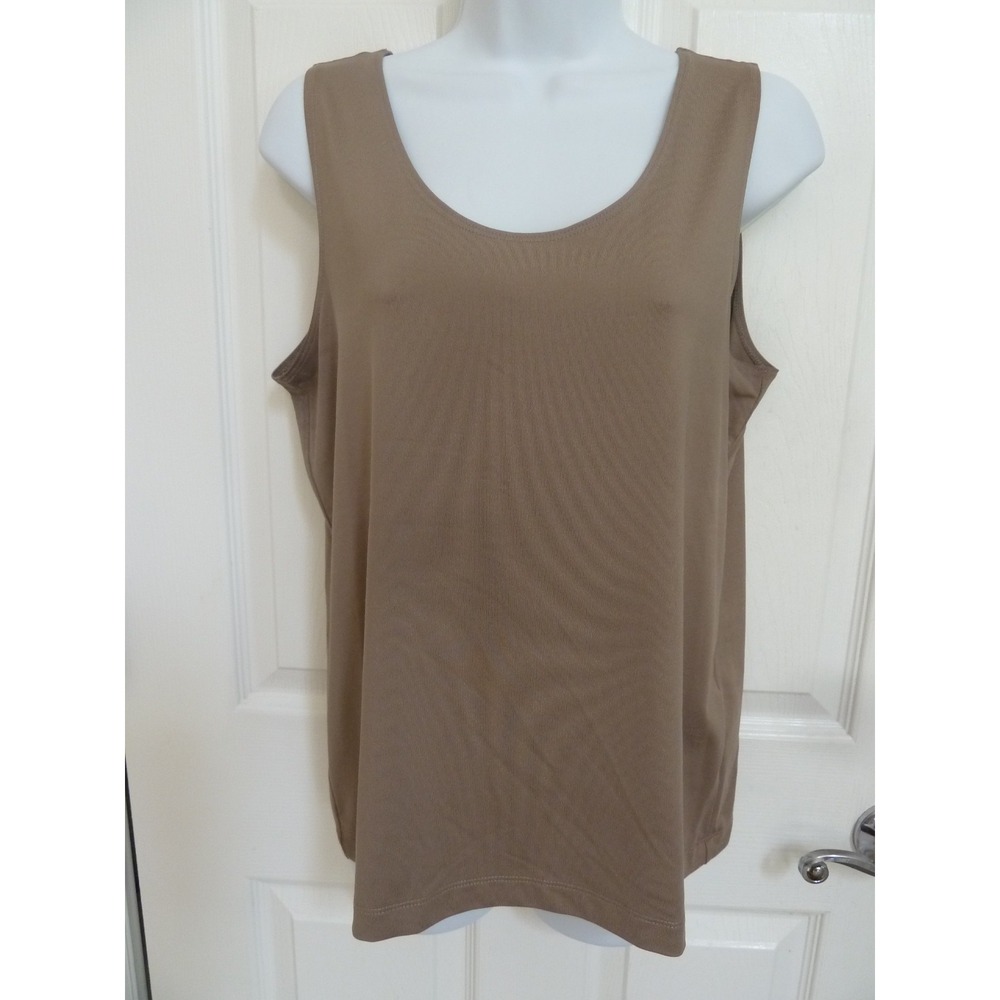 CHICO'S Sz 2=L Beige Nylon Tank Top Office Professional Pullover